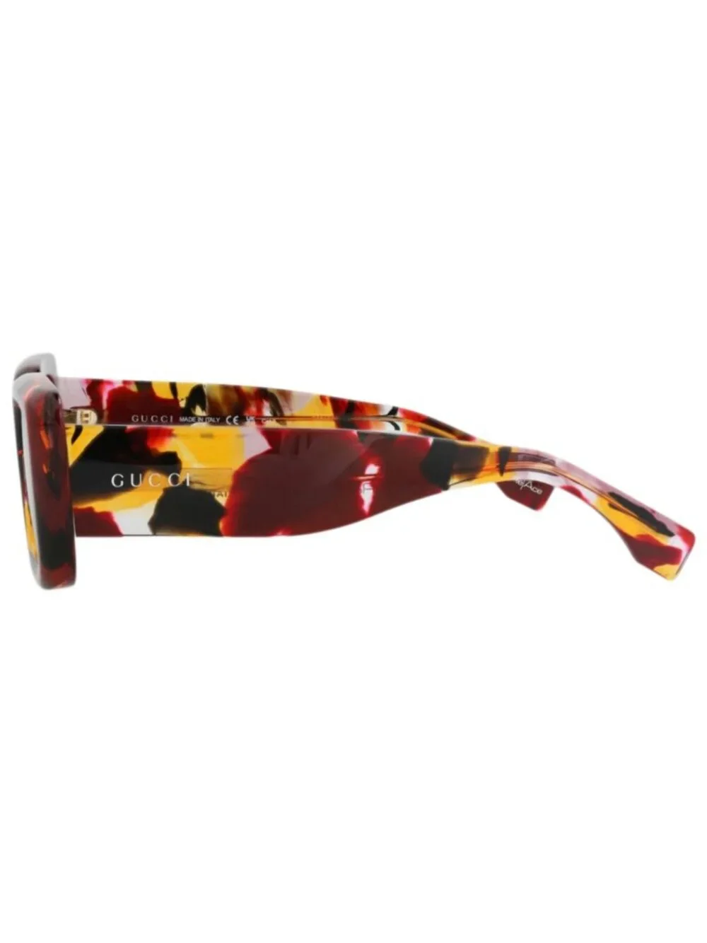 New Gucci Women's Sunglasses Square Rectangle Recycled Acetate Frame Burgundy